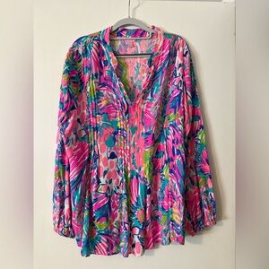 Lilly Pulitzer Pink and Blue Floral Blouse